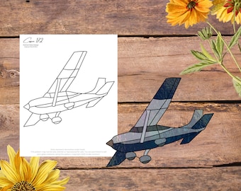 Cessna 172 skyhawk pattern, Stained Glass Pattern, glasswork Pattern, Suncatcher Pattern, digital download pattern, instant