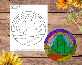 Emerald City Wizard of Oz Stained Glass Pattern, Digital Stained Glass  Pattern, Printable Glass Pattern,  Glasswork pattern