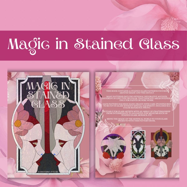Magic in Stained Glass Pattern Book, Digital Bundle, Witchy Stained Glass, Glasswork Patterns, Download Book Stained Glass