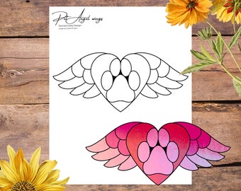 Pet Angel wings stained glass pattern, glasswork pattern, digital download pattern, glasswork