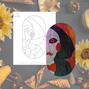 Saw Horror Stained Glass Pattern, Digital Stained Glass  Pattern, Printable Glass Pattern,  Glasswork pattern
