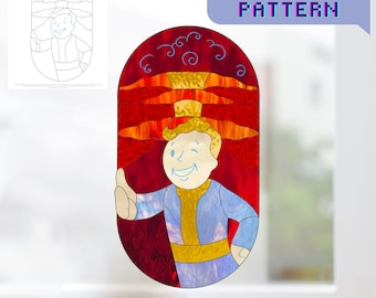 Vault Bro and Mushroom Cloud Fall Out Stained Glass Pattern, Digital Stained Glass  Pattern, Printable Glass Pattern, Glasswork pattern