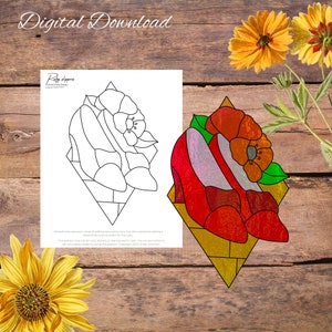 Ruby Slippers, yellow Brick road Stained Glass Pattern, Digital Stained Glass  Pattern, Printable Glass Pattern,  Glasswork pattern