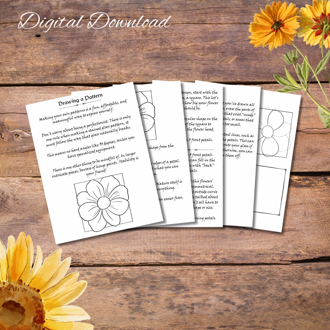 How to Draw a Stained Glass Pattern Simple Tutorial Glass Etsy