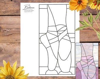 Ballerina Legs and Slippers, Stained Glass Pattern, Digital Stained Glass Pattern, Printable Glass Pattern, Glasswork pattern