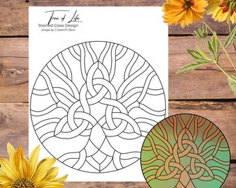 Tree of Life, Yggdrasil, Stained Glass Pattern, Digital Stained Glass  Pattern, Printable Glass Pattern,  Glasswork pattern