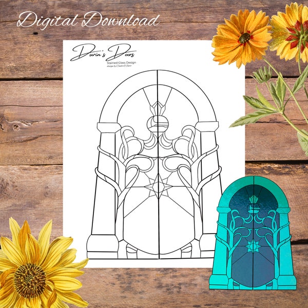 Durin's door, Mines of Moria, Stained Glass Pattern, Digital Stained Glass  Pattern, Printable Glass Pattern,  Glasswork pattern