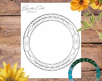 Blue bells floral circlet pattern, digital stained glass pattern, printable glass pattern, glasswork pattern
