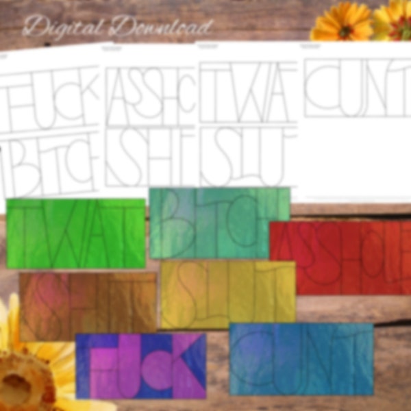 Simple Cuss Words Stained Glass Pattern, Digital Stained Glass  Pattern, Printable Glass Pattern,  Glasswork pattern