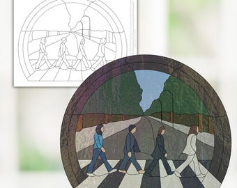 Abbey Road Vinyl Record Groovy Beatle, Stained Glass Pattern