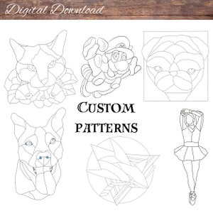 Custom Glass Pattern for Stained Glass, Glasswork Personalized Pattern, Customized Patterns, Made to Order pet pattern, glass patternwork