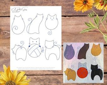 Simple cat plant stakes Suncatcher, plant stake pattern, Stained Glass Pattern, glasswork Pattern, Suncatcher Pattern