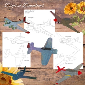 WW2 planes set 1, Suncatcher, glass template pattern, Stained Glass Pattern, glasswork Pattern, Suncatcher Pattern