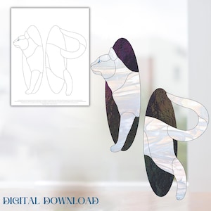 Portal Ghost Cat, Liquid Cat Stained Glass Pattern, Digital Stained Glass Pattern, Printable Glass Pattern, Glasswork pattern