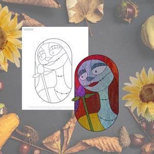 Sally Nbc Halloween Horror Stained Glass Pattern, Digital Stained Glass  Pattern, Printable Glass Pattern,  Glasswork pattern