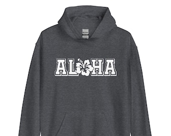 Aloha Hawaii Hoodie Old School Preppy Unisex Hoodie Hibiscus Flower Retro Beach Surfing Sweatshirt