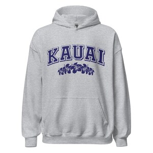 Kauai Old School Minimalist Unisex Hoodie Hibiscus Surfing Beach Vacation Aloha State 808 College Preppy Trendy Gift Souvenir HI New
