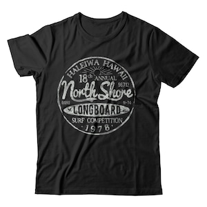 Vintage North Shore Hawaii Long Board Surfing Short-Sleeve Unisex T-Shirt Beach Aloha Retro