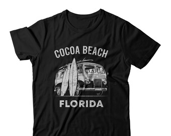 Cocoa Beach Miami Florida Surfing Short-Sleeve Unisex T-Shirt Beach Van Life Vintage Retro Surf Boards