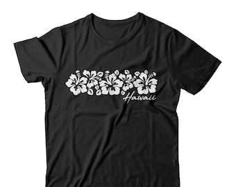 Hawaiian Hibiscus Flowers T-Shirt Short-Sleeve Unisex Aloha 808 State HI Hawaii Beach Surfing Luau Vacation Summer Island Life