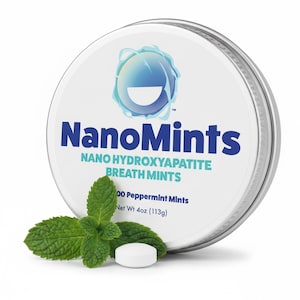 Nano Hydroxyapatite Xylitol-free Mints in travel container
