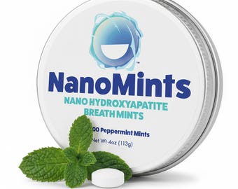 Nano Hydroxyapatite Xylitol-free Mints in travel container
