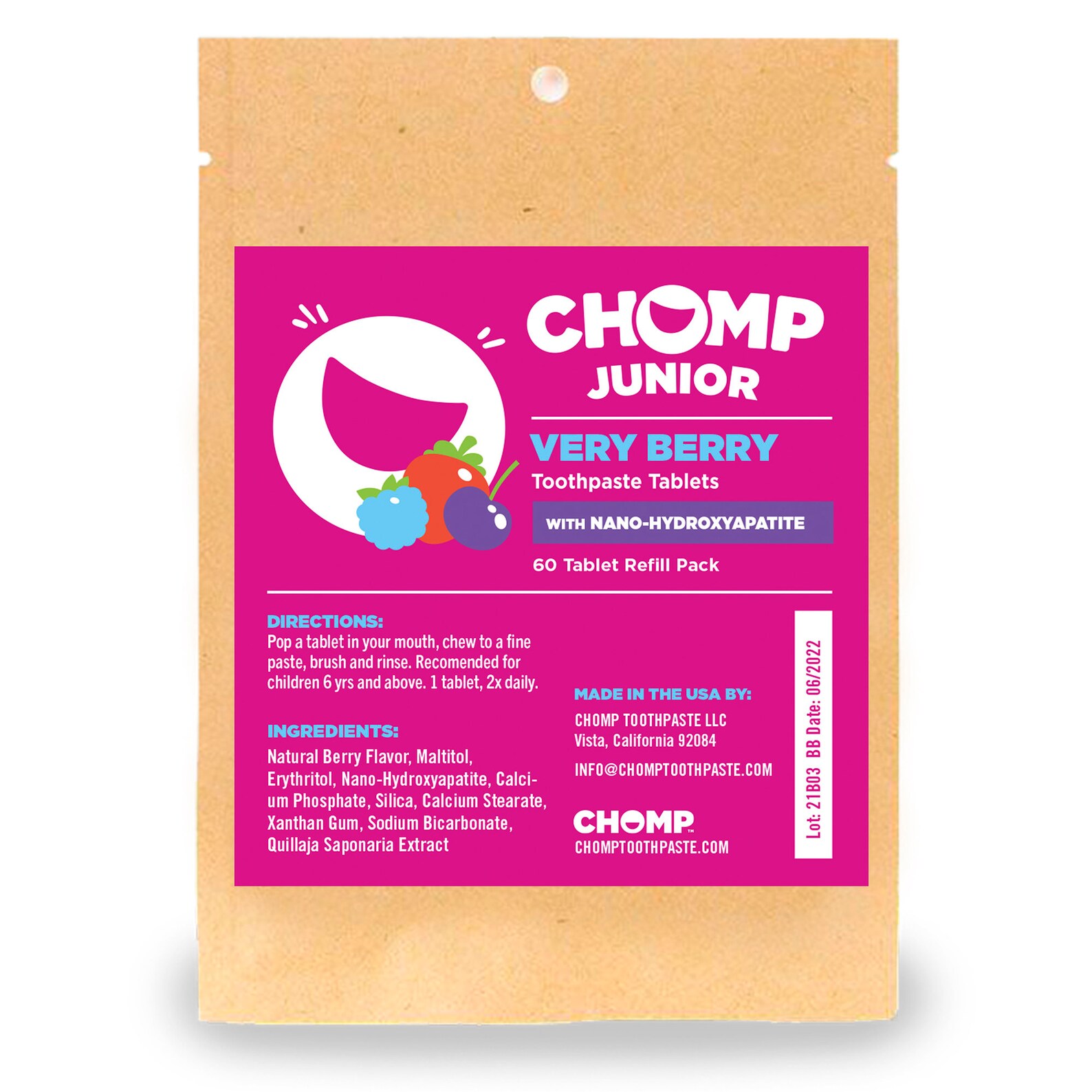 Chomp Junior Toothpaste tablet with Nano Hydroxyapatite Refill Etsy