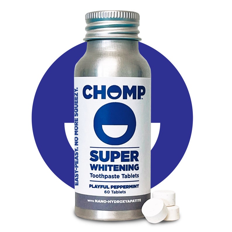 Chomp Super Whitening Toothpaste Tablets with Nano Hydroxapatite Single bottle