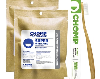 Toothpaste Tablets with Nano Hydroxapatite Refills with flossing toothbrush by Chomp