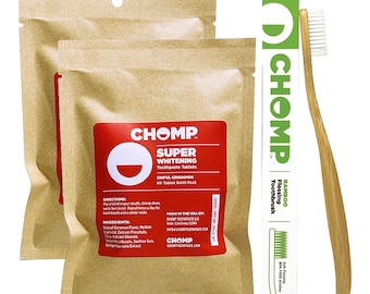 Toothpaste Cinnamon tablet refills with flossing toothbrush by Chomp