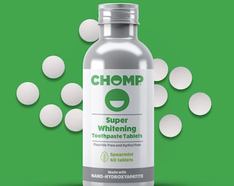 Chomp Nano Hydroxapatite Super Whitening Spearmint Toothpaste Tablets bottle