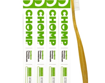 Bamboo Toothbrush with Flossing Bristles 4 pack by Chomp