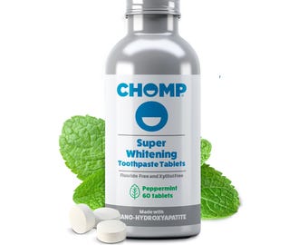 Chomp Nano Hydroxapatite Super Whitening Toothpaste Tablets bottle