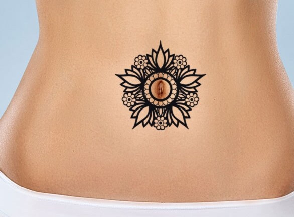 Belly Button Tattoo - Etsy Belly Button Tattoo - Etsy