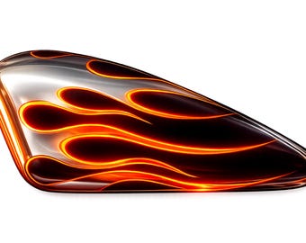 Set Motorcycle Fueltank Side Decals L&R Chroom Flames