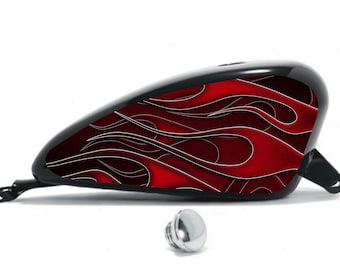 Set Motorcycle Fueltank Side Decals L&R Classic Flames