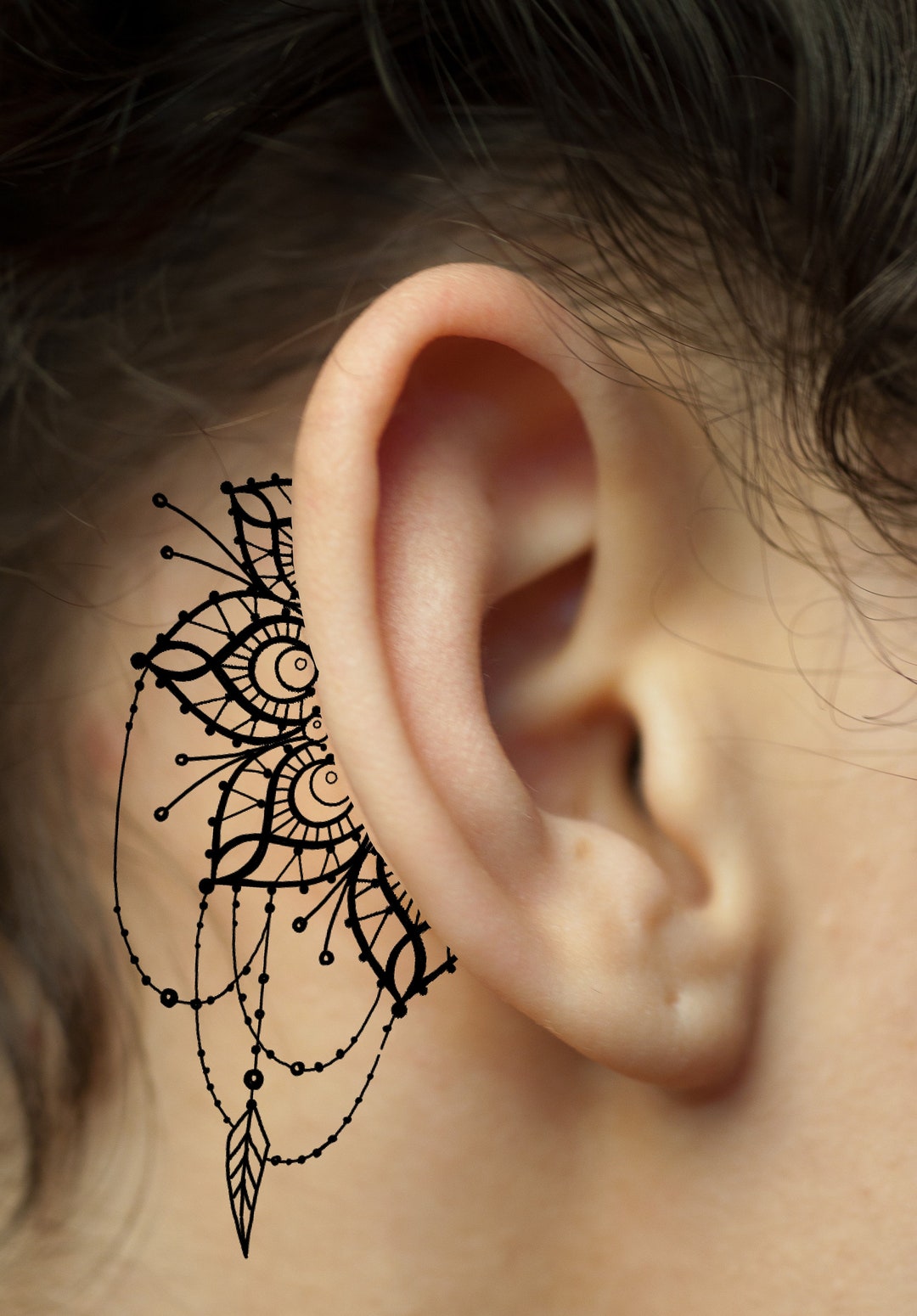 Tatouage Croix Derrière L Oreille Ensemble de tatouage doreille - Etsy France