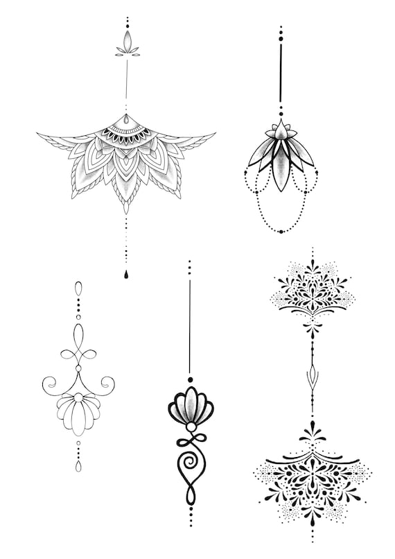 Sternum Tattoo Set Small 104 - Etsy Sternum Tattoo Set Small 104 - Etsy