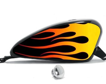 Set Motorcycle Fueltank Side Decals L&R Pinstripe Flames