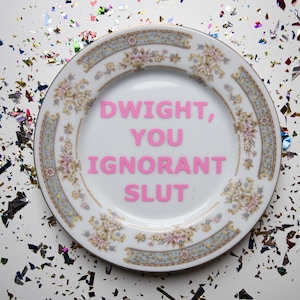Dwight Schrute - The office, Michael Scott Quote, Home Decor, Decorative Plate with Stand, Pastel, Cute, TV Show, Fan Art, Vintage, Vinyl