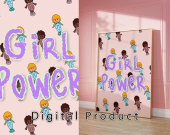 Polly Pocket - Girl Power Digital Imprimible, Arte de pared, Impresión de arte, 8x10, Lindo, Feminista, Pastel, Nostálgico, Juguete Retro