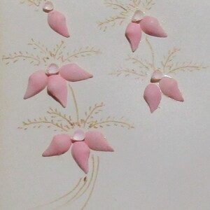 C.1940 Vintage Handgemachte Echt Muschel Blume Vogel Design Brücke Tally Card T1-6