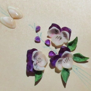 C.1940 Vintage Handmade Real Sea Shell Blume Schmetterling Design Brücke Tally Card T1-8
