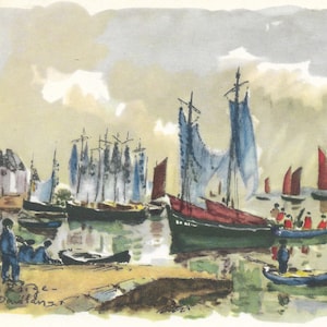 La Brige Acquerello Francese Artista Cartolina Joseph-Marie Le Tournier G1