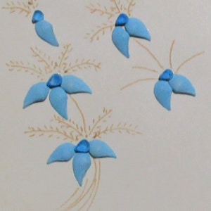 Tarjeta de conteo con diseño de pájaro y flor de concha marina real, hecha a mano, de la década de 1940, T1-13