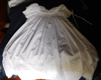 Christening gown with beading and shadow-work