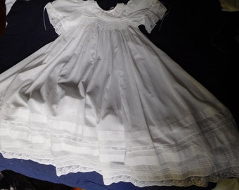 Beaded Smocking Christening Gown
