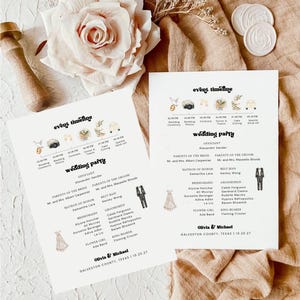 Wedding Timeline Template, Wedding Timeline Card, Wedding Weekend Itinerary, Instant Download, Schedule Of Events, Hotel Welcome, Canva WT22
