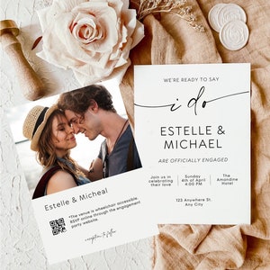 Hochzeitseinladungsvorlage, minimalistische Hochzeit einladen, Hochzeitseinladung druckbar, bearbeitbare Canva Vorlage 48