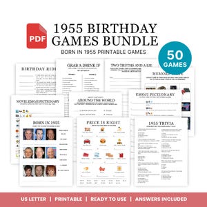 1955 Geburtstagsspiele, Geboren 1955 Spiele, Geburtstagsparty Spiele, Printable Geburtstagsspiele Bundle